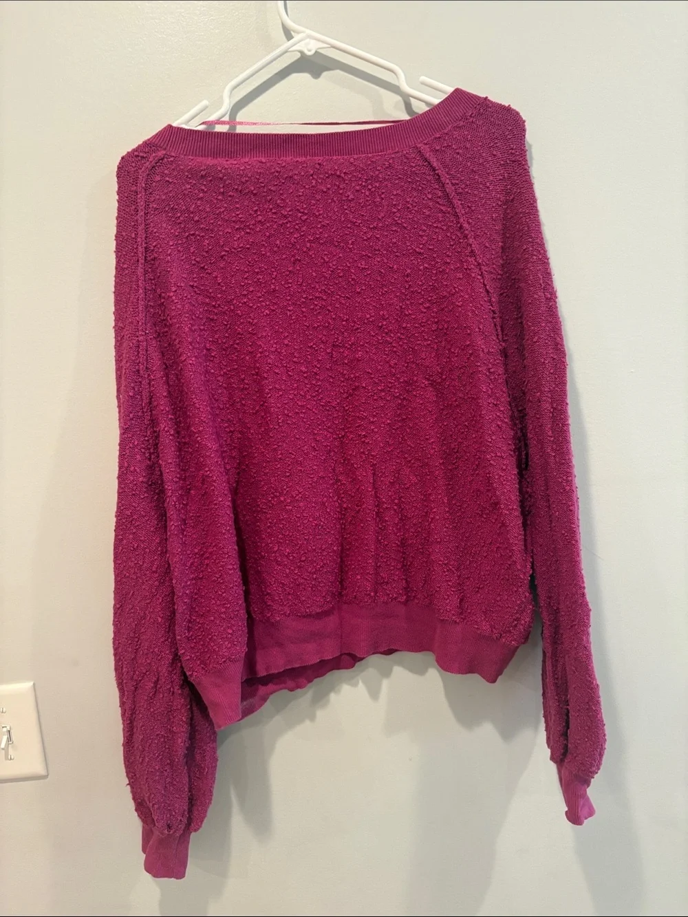 Free People Textured Knit Sweater in Berry Pink ptp 22 length 24